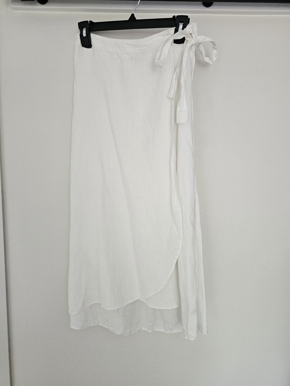 Saks Fifth Avenue White Linen Wrap Midi Skirt Size S
